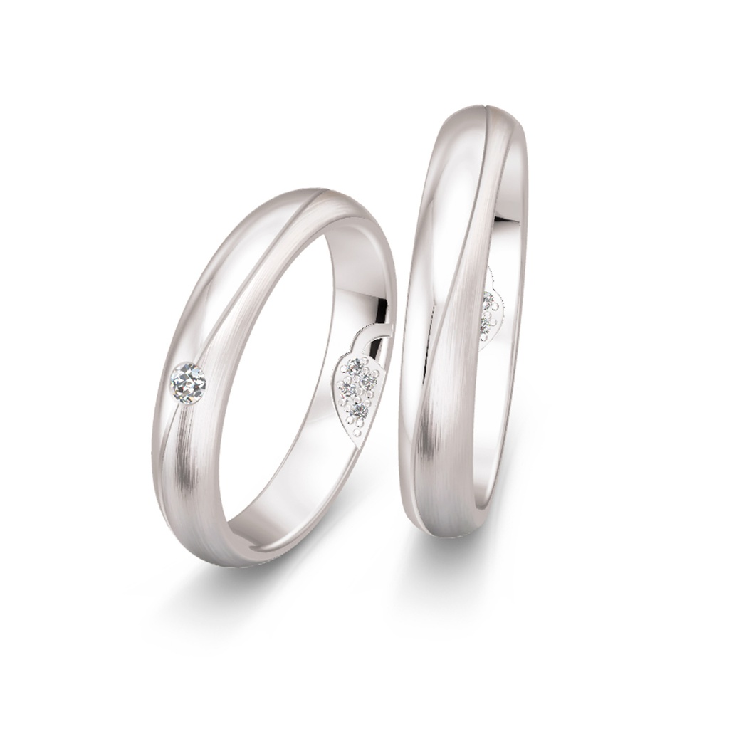 [CYC] Par de argollas de matrimonio "SECRET PROMISE" - Oro 14k 4mm candado (06651-06652)