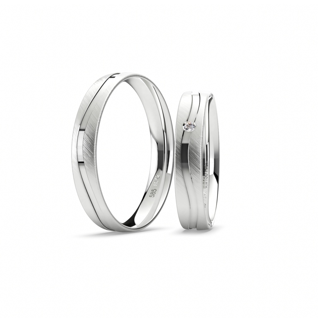 [CYC] Par de argollas de matrimonio "SMART LINE SLIM" - Oro 14k 4mm A (07131-07132)