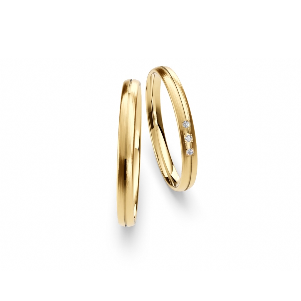 [CYC] Par de argollas de matrimonio "BASIC LIGHT" Oro 14K 2.5mm (04323-04324)   