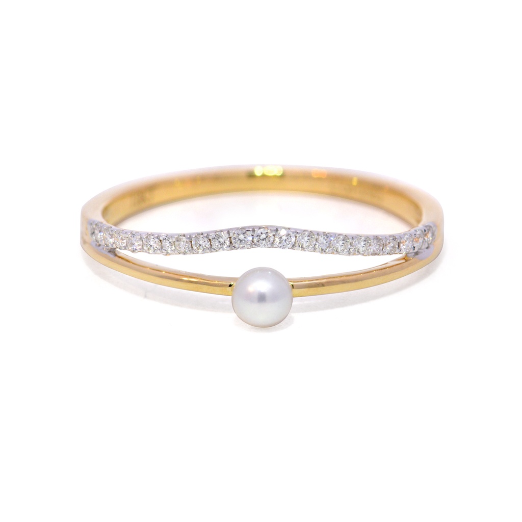 Anillo Baby Bubbles DIAMANTE-0.09Ct GH/VS PERLA-3.0mm 1.3gr 18KYW