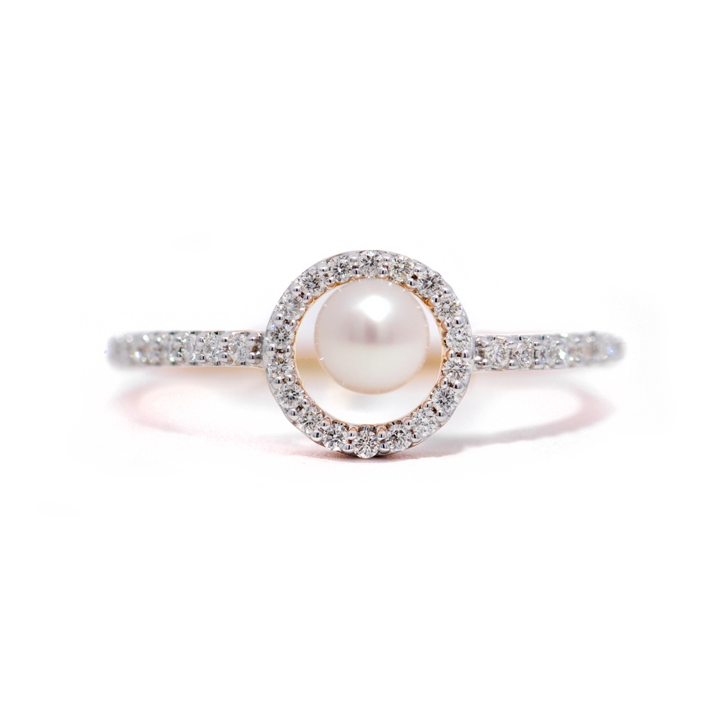 Anillo Baby Bubbles DIAMANTE-0.17Ct GH/VS PERLA-4.0mm 1.9gr 18KYW