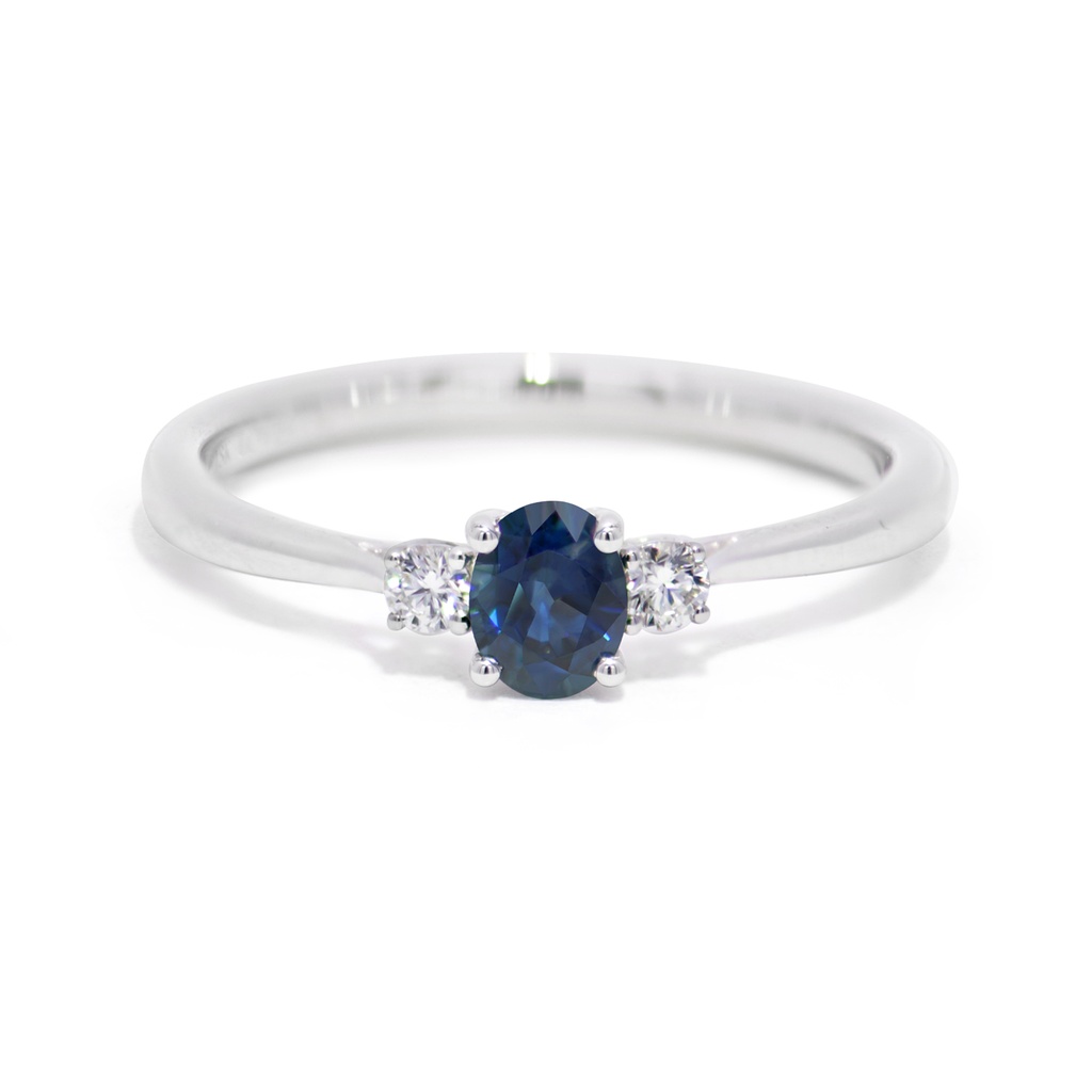 Anillo ZAFIRO Oval-0.39Ct Diamantes-0.08Ct GVS 2.0gr 18K 