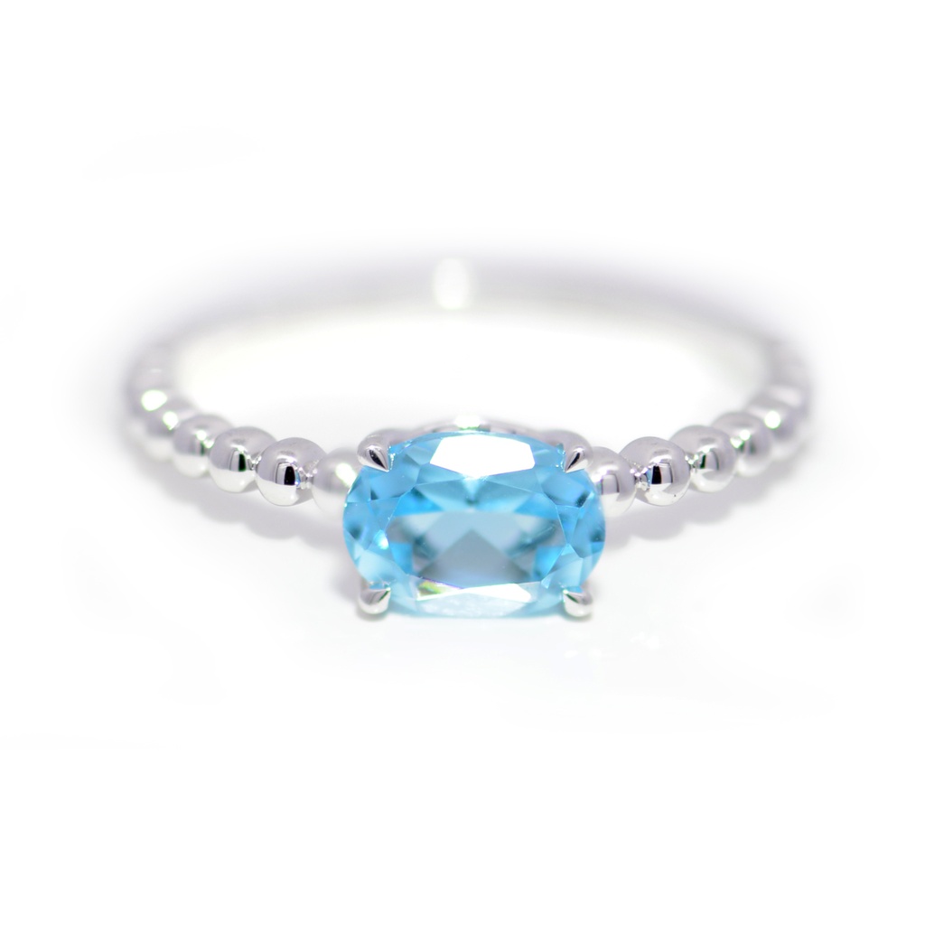 Anillo LA PAZ Solitario TOPACIO AZUL-SWISS Oval-1.02Ct 1.9gr 18K 