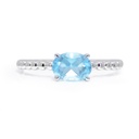 Anillo LA PAZ Solitario TOPACIO AZUL-SWISS Oval-1.02Ct 1.9gr 18K 