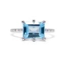 Anillo LA PAZ Solitario TOPACIO AZUL-SKY Octágono-2.93Ct 2.4gr 18K  