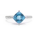 Anillo LA PAZ Solitario TOPACIO AZUL-LONDON Cushion-2.00Ct 2.0gr 18K  