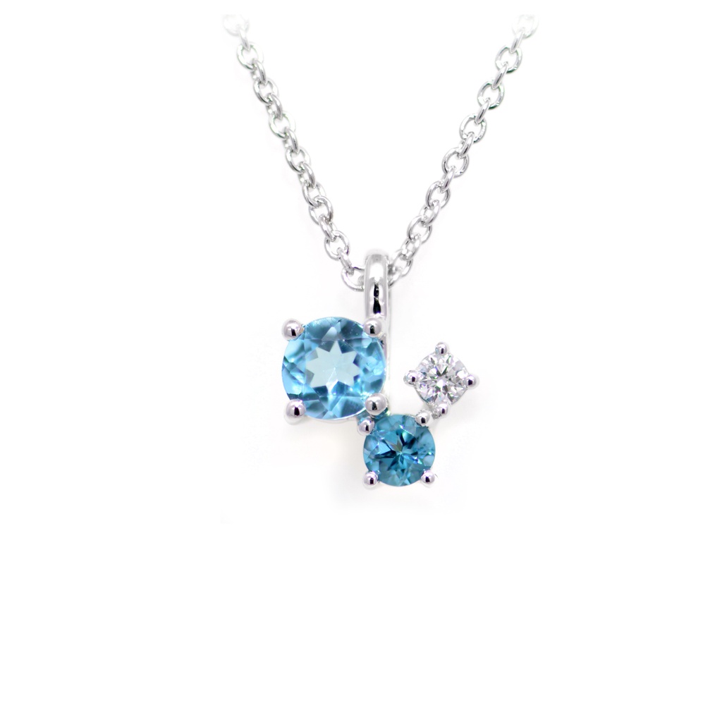 Gargantilla LA PAZ Topacio Azul-London/Swiss Diamante-0.02Ct GVS 2.1gr 18K 