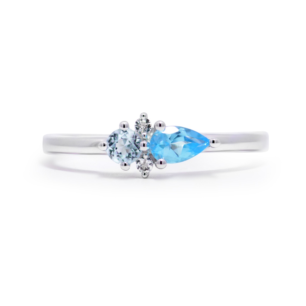 Anillo LA PAZ Topacio Azul-Sky/Swiss Pera Topacio Blanco 1.9gr 18K  