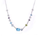 Gargantilla LA PAZ Topacio Azul-Sky/Swiss Oval Topacio Blanco Peridoto Amatista-Rosa/Verde 4.5gr 18K   