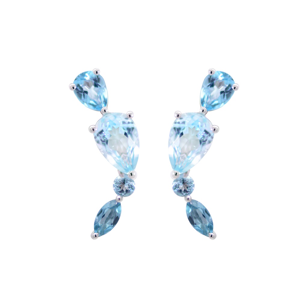 Aretes LA PAZ Topacio Azul-Sky/Swiss-Pera Topacio London-Marquise 1.8gr 18K  