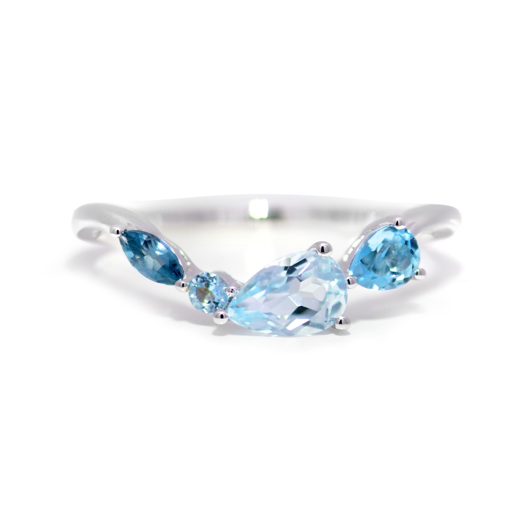 Anillo LA PAZ Topacio Azul-Sky/Swiss-Pera Topacio London-Marquise 1.7gr 18K  