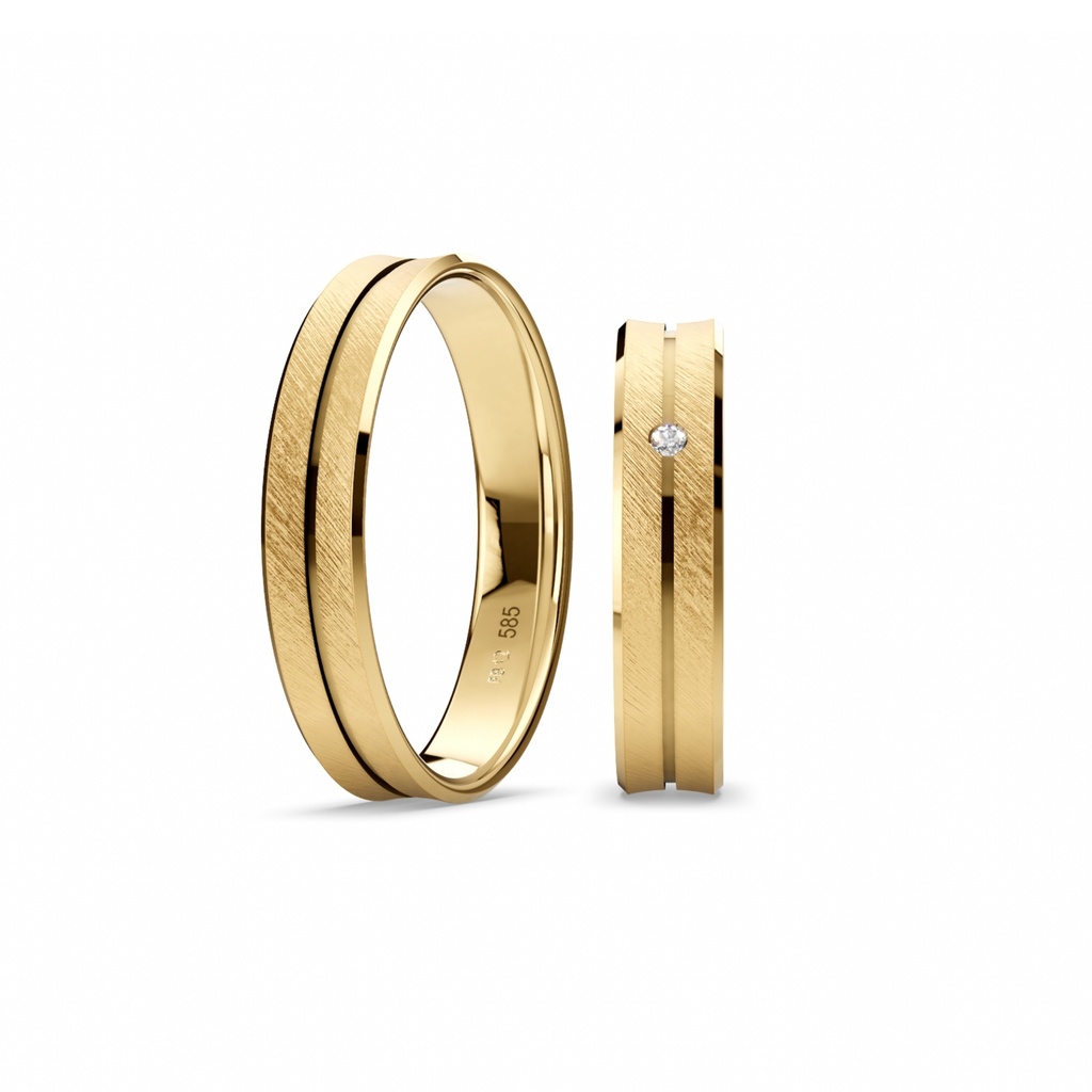 [CYC] Par de argollas de matrimonio "SMARTLINE" - Oro 14k amarillo 4.5mm (07001-07002) 