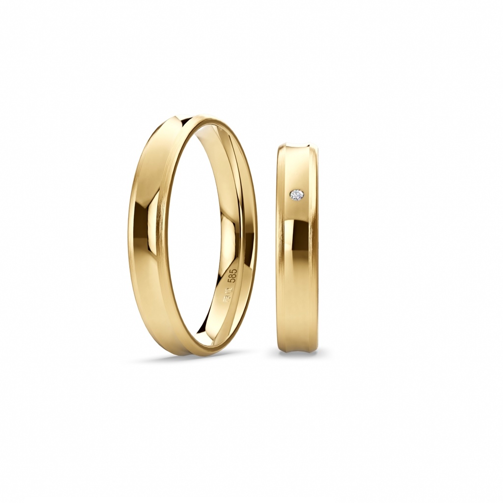 [CYC] Par de argollas de matrimonio "BASIC" - Oro 14k amarillo 4.0mm (04011-04012) 