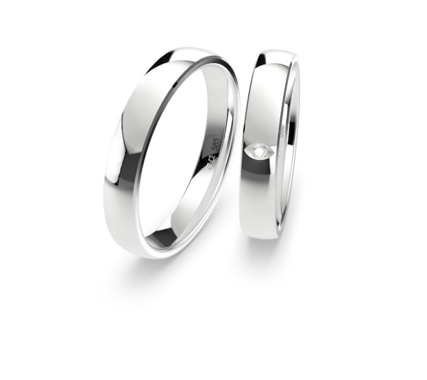 [CYC] Par de argollas de matrimonio "BASIC" - Oro 14k blanco 4.0mm (04031-04032) 
