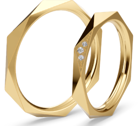 [CYC] Par de argollas de matrimonio "AFTERGLOW" - Oro 14k amarillo 2.5mm (06483 -06484) 
