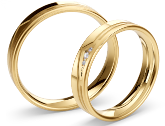 [CYC] Par de argollas de matrimonio "BASIC LIGHT 2" - Oro 14k amarillo 4.5mm (04209-04210) 