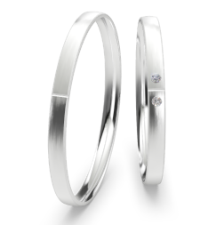 [CYC] Par de argollas de matrimonio "BASIC SLIM" - Oro 14k blanco 2.0mm (04330-04329)