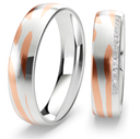 [CYC] Par de argollas de matrimonio "BLENDED WAVE" - Oro 14k combinado 5.50mm (06722-06721)
