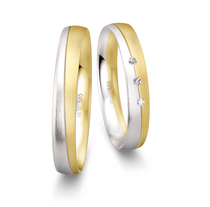 [CYC] Par de argollas de matrimonio "BLENDED WAVE" - Oro 14k combinado 5.0mm (06723-06724) 