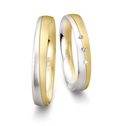 [CYC] Par de argollas de matrimonio "BLENDED WAVE" - Oro 14k combinado 5.0mm (06723-06724) 