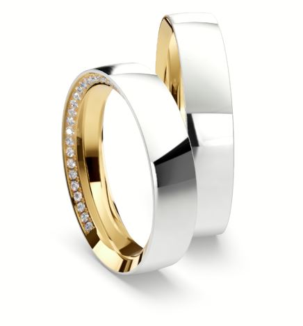 [CYC] Par de argollas de matrimonio "BREUNINGDESIGN" - Oro 14k combinado 5.0mm (05221-05222)