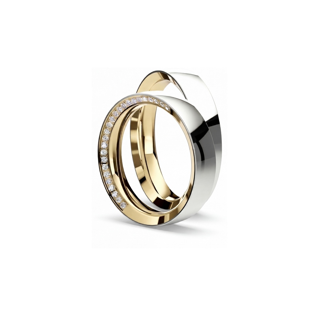 [CYC] Par de argollas de matrimonio "BREUNINGDESIGN" - Oro 14k combinado 5.0mm (05221-05222)