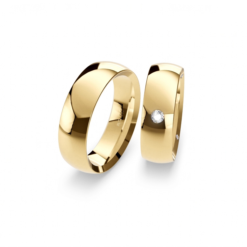[CYC] Par de argollas de matrimonio "BREUNINGDESIGN" - Oro 14k amarillo 7.0mm (05227-05228)
