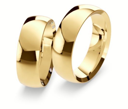 [CYC] Par de argollas de matrimonio "BREUNINGDESIGN" - Oro 14k amarillo 7.0mm (05227-05228)