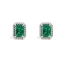 Aretes Halo ESMERALDA-3.44Ct Diamante-0.21Ct GVS 18K