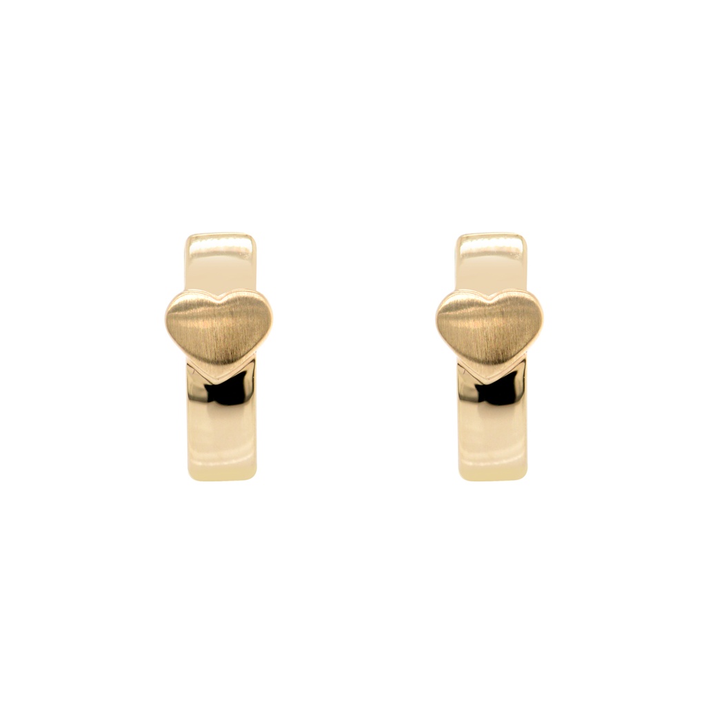 ARETES HOGGIS CORAZON-MATE 2.0gr. ORO AMARILLO 14K