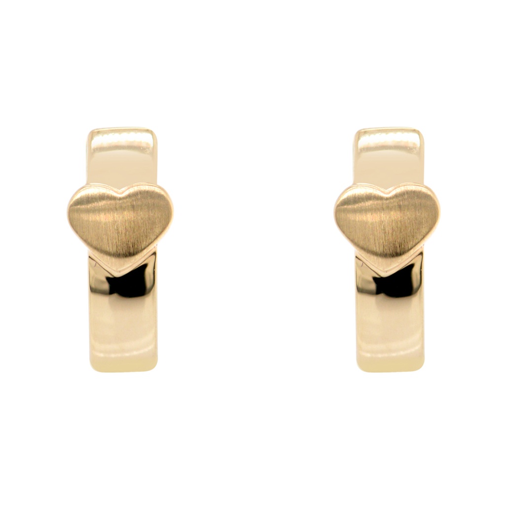ARETES HOGGIS CORAZON-MATE 2.0gr. ORO AMARILLO 14K