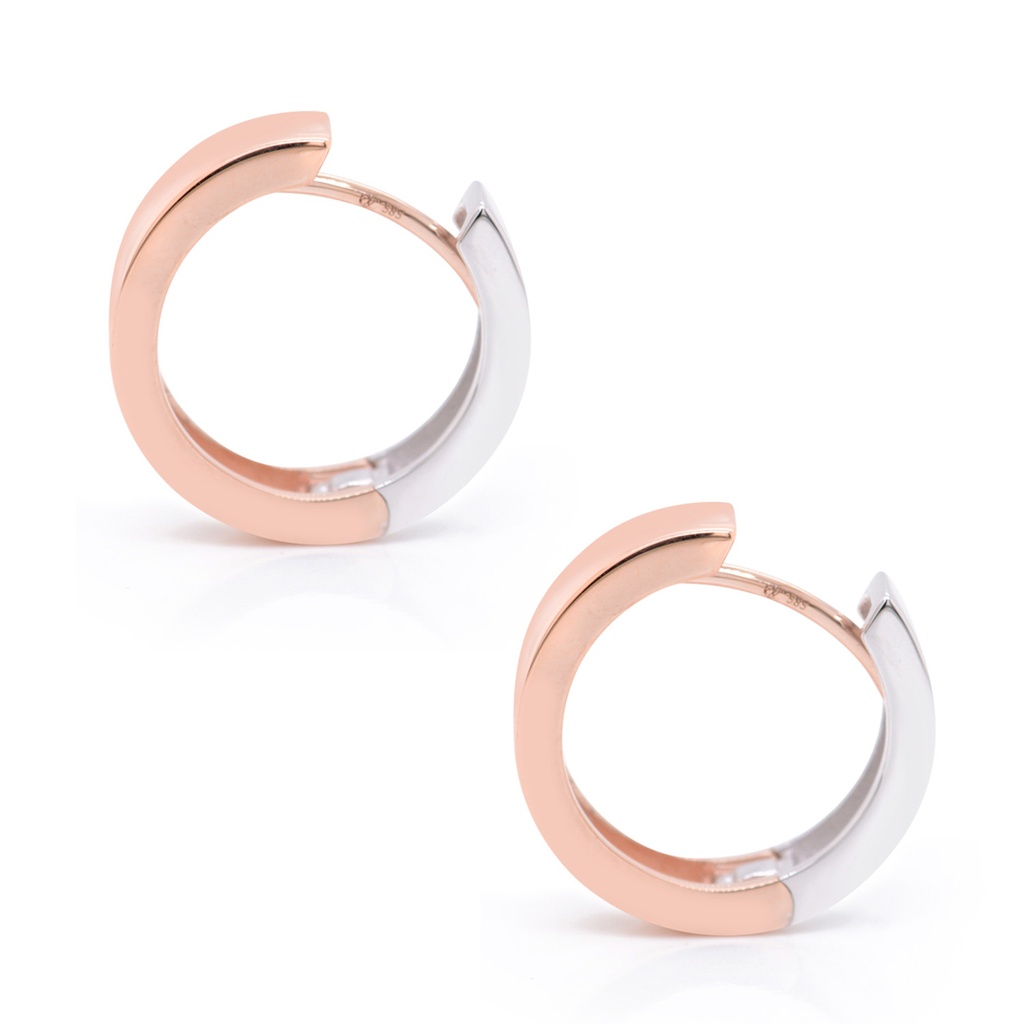 Arracadas HG 16.6X4.1mm 4.4gr. ORO ROSA/BLANCO 14K