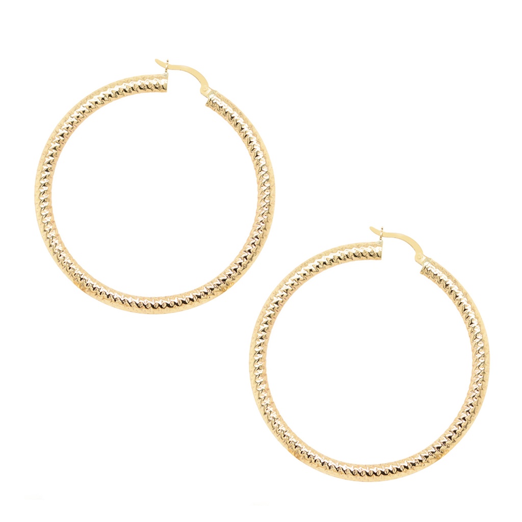 ARRACADAS 47X2.4MM TEXTURED HOOP 6.10 18KY