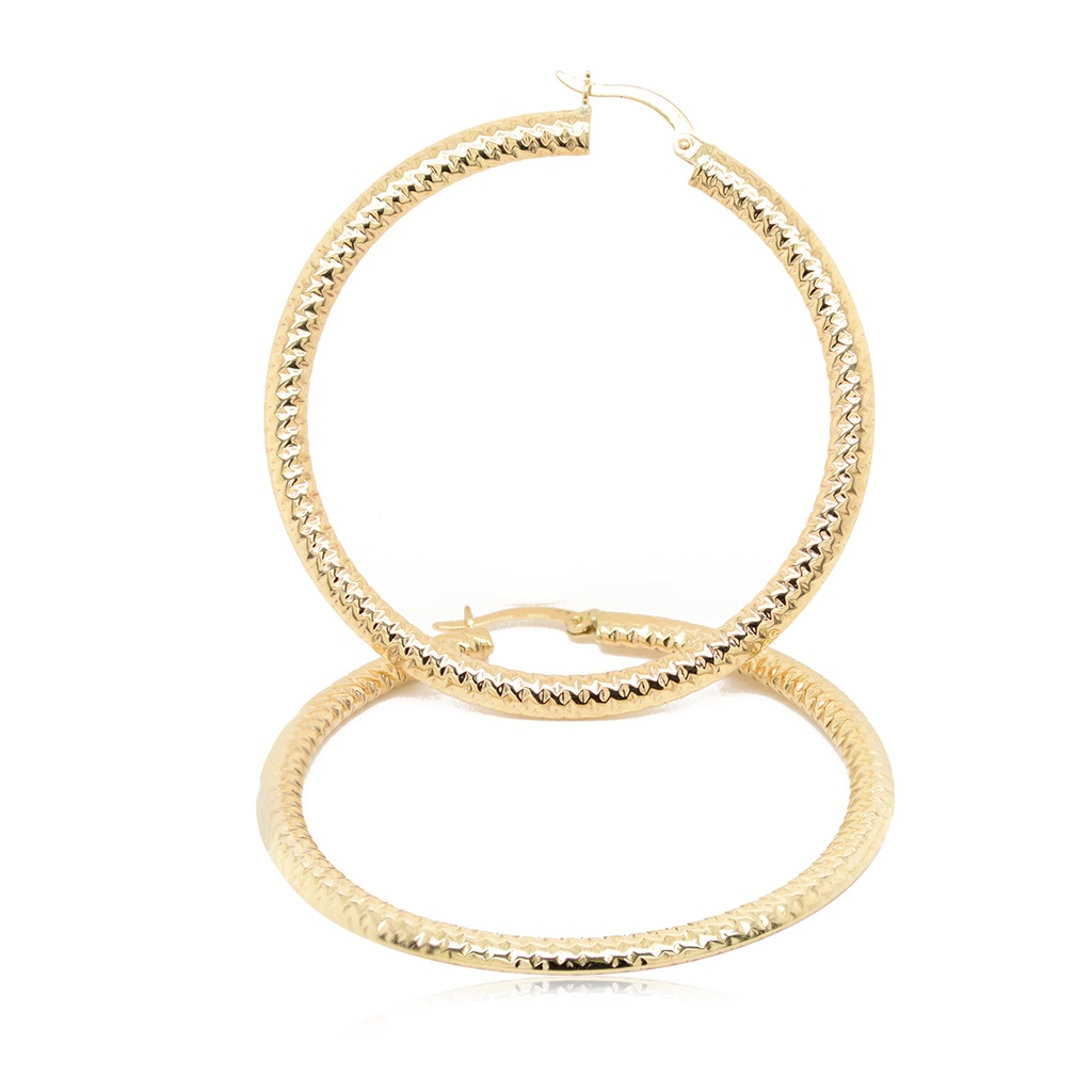 ARRACADAS 47X2.4MM TEXTURED HOOP 6.10 18KY