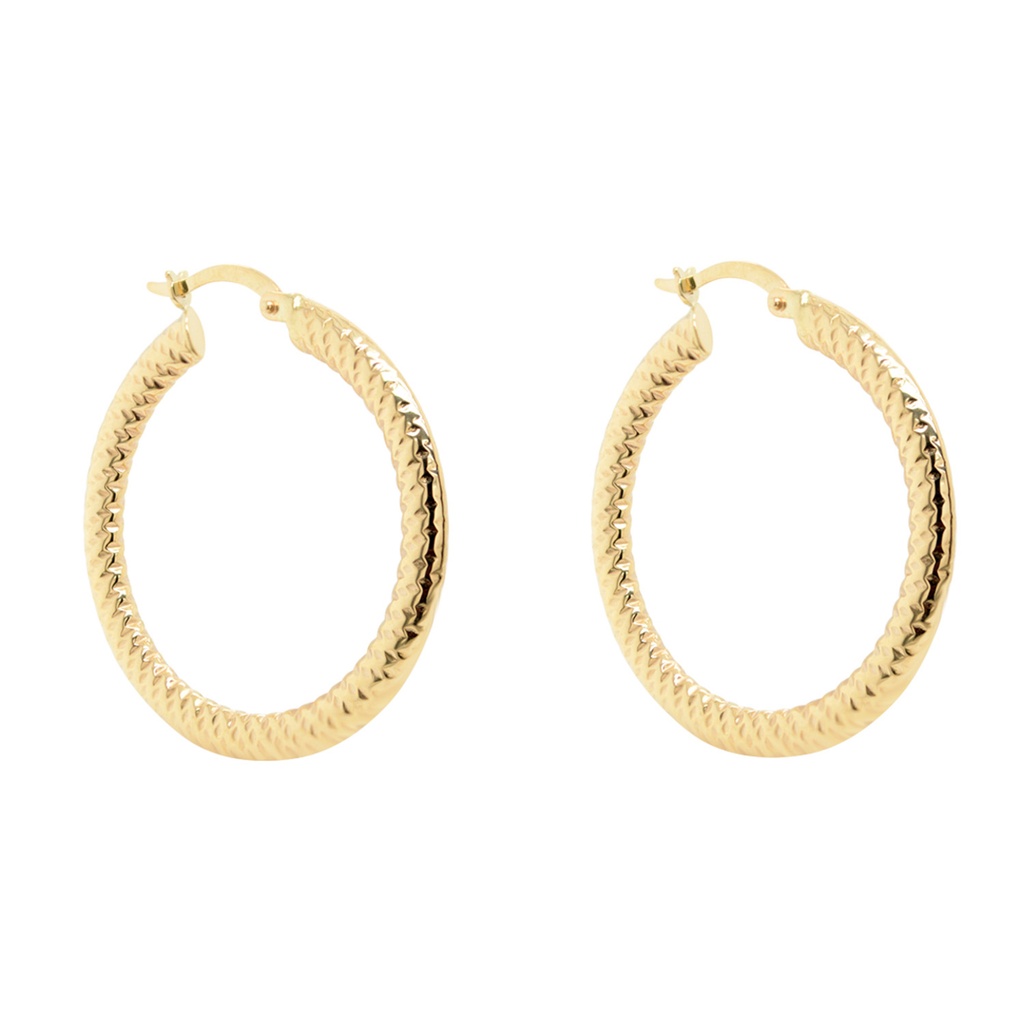 ARRACADAS 32X2.4MM TEXTURED HOOP 3.36 18KY