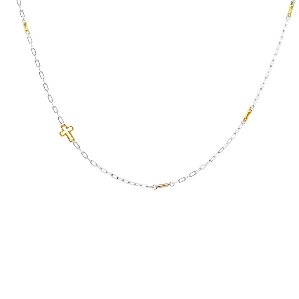 CADENA OCEAN  CON ACENTO DE CRUZ 50cm OB/OA 4.3gr Oro 18k