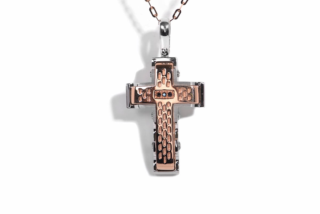 CRUZ UOMO TRACE OR/OB 36X23MM 12.50 18K