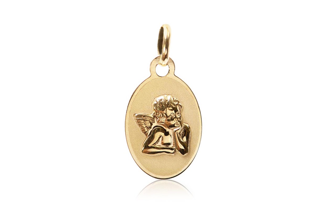 MEDALLA OVAL/17X6MM ANGEL 0.60 18KY