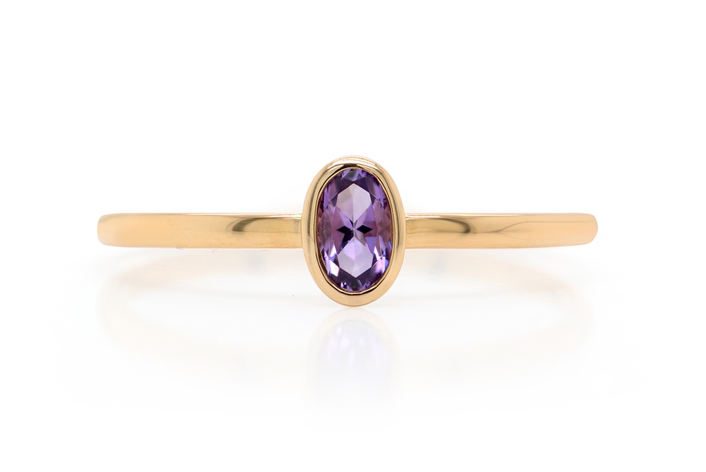ANILLO LAS FLORES-AMATISTA/OVAL 1.20 18KY