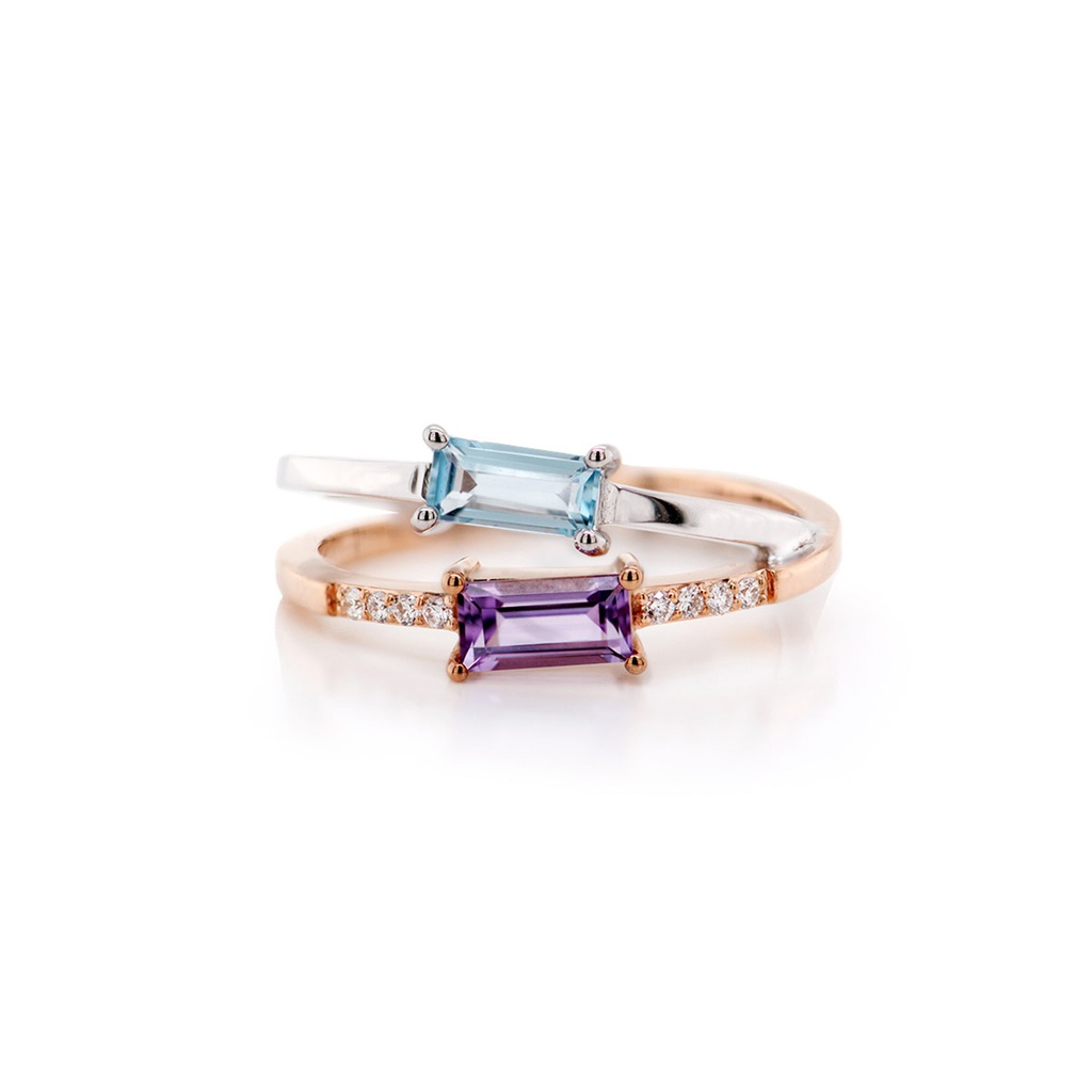 Anillo AMATISTA/TOPACIO-AZUL B6P 4.5gr ORO ROSA/BLANCO 18K