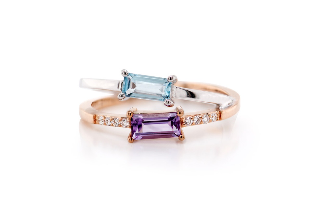 Anillo AMATISTA/TOPACIO-AZUL B6P 4.5gr ORO ROSA/BLANCO 18K