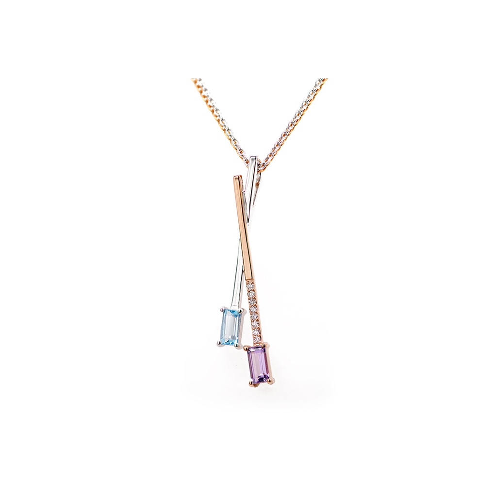 DIJE AMATISTA/TOP-AZUL B6P 2.9gr ORO ROSA/BLANCO 18K