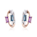 ARETES AMATISTA/TOP-AZUL B9P 8.4gr ORO ROSA/BLANCO 18K