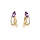 ARETES AMATISTA B15P 5.5gr ORO AMARILLO/BLANCO 18K