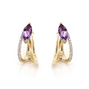 ARETES AMATISTA B15P 5.5gr ORO AMARILLO/BLANCO 18K