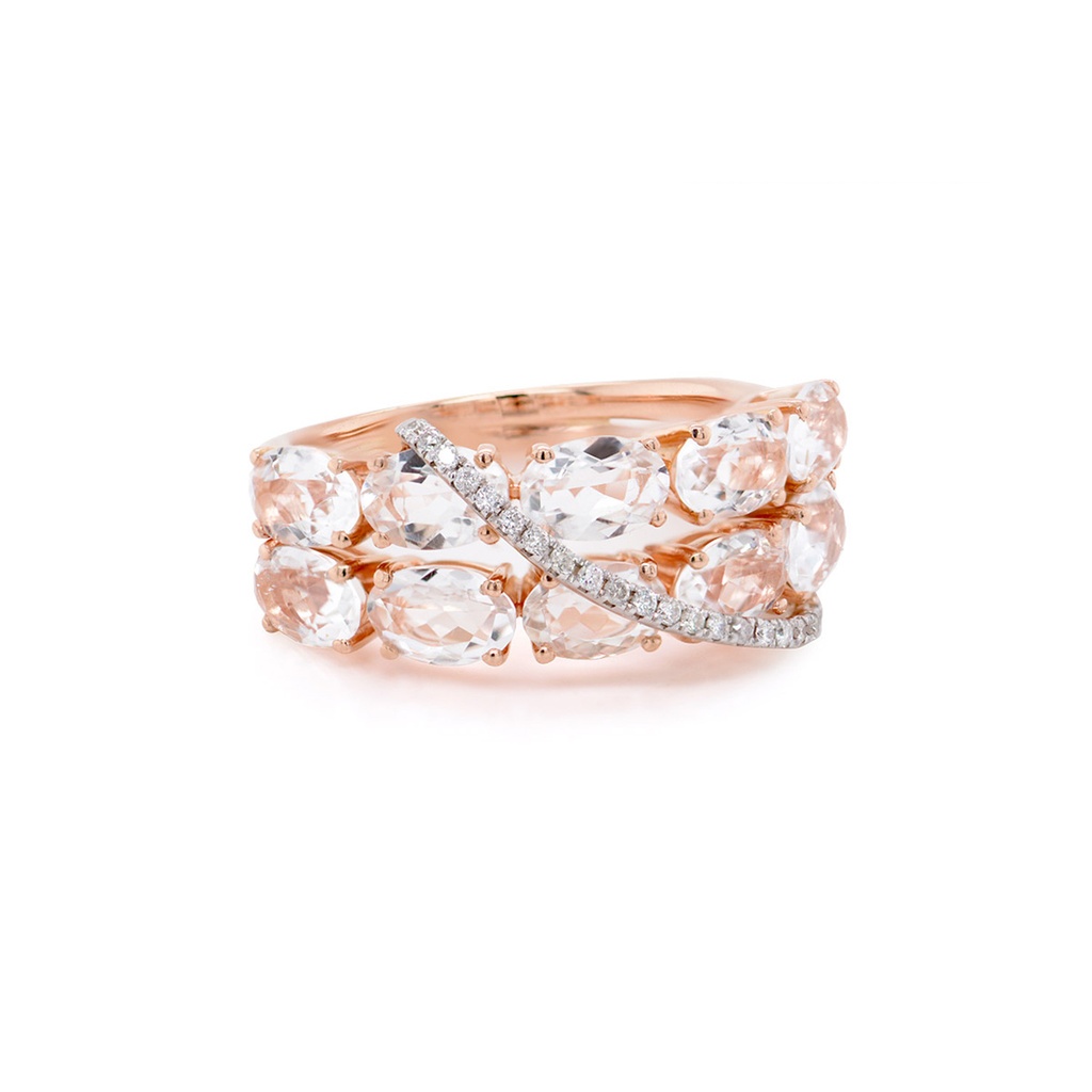 ANILLO BRUMANI “LOOPING SHINE“ CRISTAL DE ROCA-4.00ct 21-DIAMANTES 0.09ct 5.5gr. ORO ROSA/BLANCO 18K 