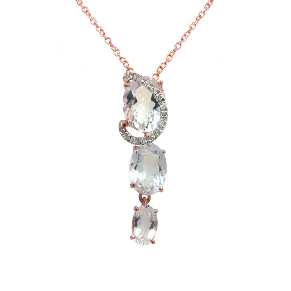 Gargantilla CRISTAL DE ROCA-3.55Ct Diamantes-0.07Ct 18WR