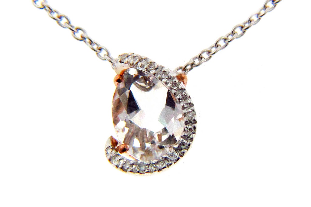 GARGANTILLA BRUMANI "LOOPING SHINE" 2-CRISTAL DE ROCA-2.00ct 15-DIAMANTES 0.06ct 4.7gr. 45cm. ORO ROSA/BLANCO 18K 