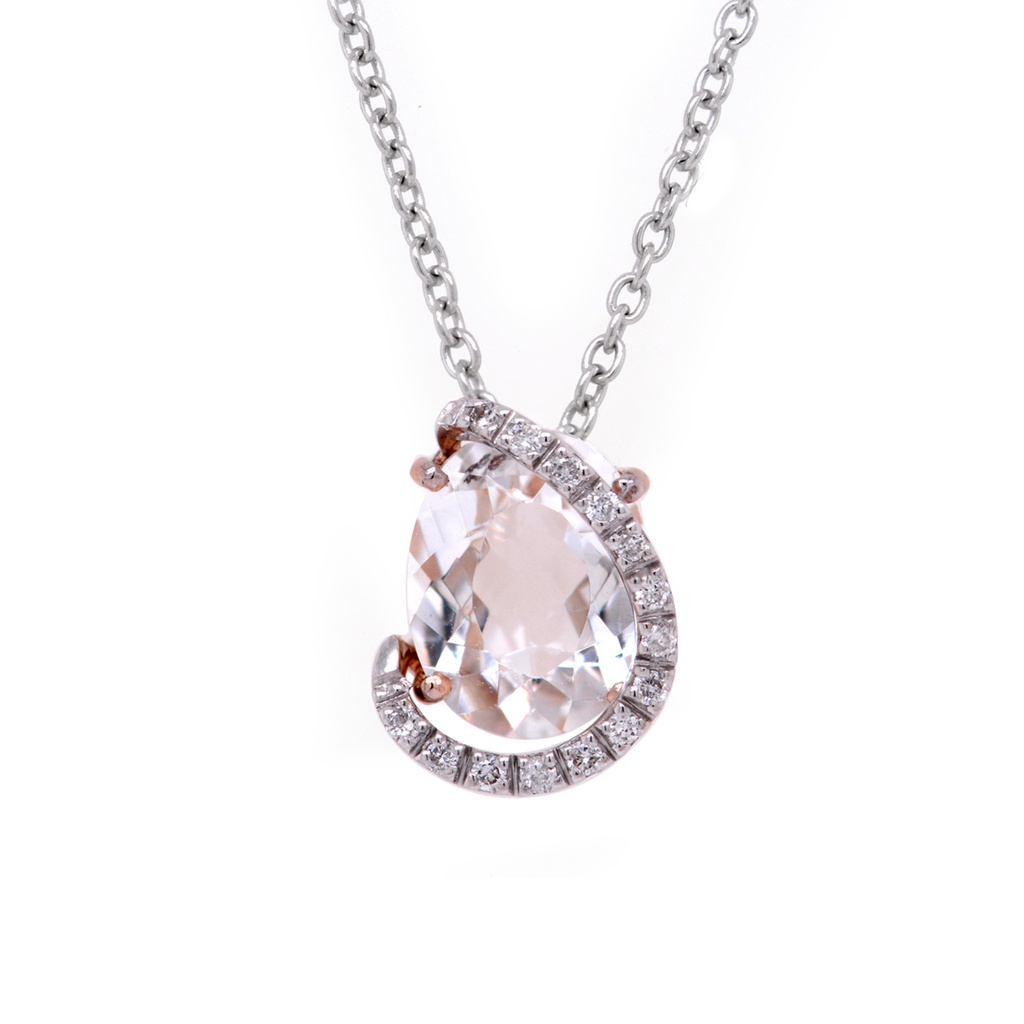 GARGANTILLA BRUMANI "LOOPING SHINE" 2-CRISTAL DE ROCA-2.00ct 15-DIAMANTES 0.06ct 4.7gr. 45cm. ORO ROSA/BLANCO 18K 