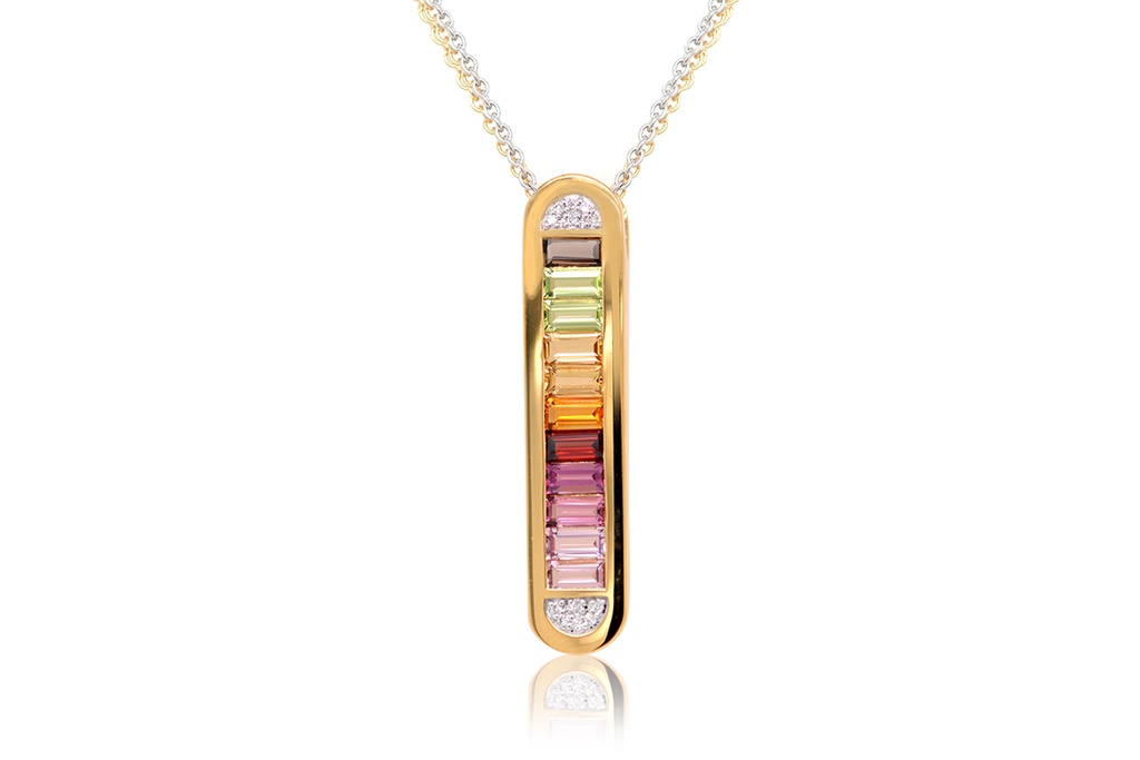 DIJE CROMATICA B6P MULTI-GEMA 3.8gr ORO AMARILLO/BLANCO 18K